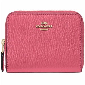 COACH Crossgrain Leather Small Zip Around Wallet